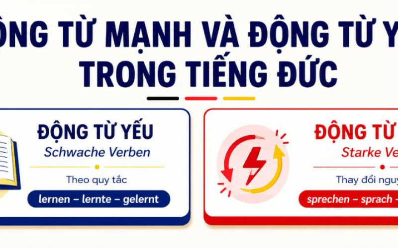 Động từ mạnh và động từ yếu trong tiếng Đức: Cách phân biệt và chia chính xác