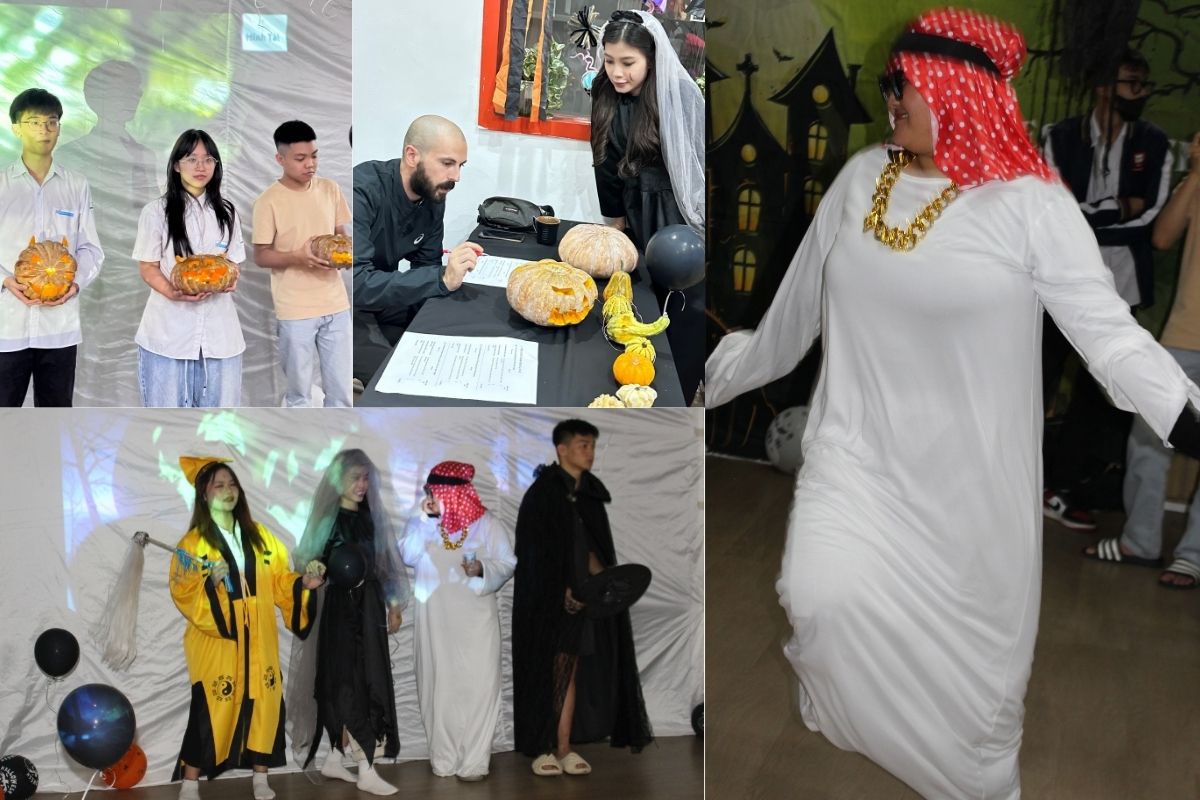 Học viên NDF Hà Nội tham gia thi tỉa bí ngô và hóa trang sáng tạo trong sự kiện Halloween